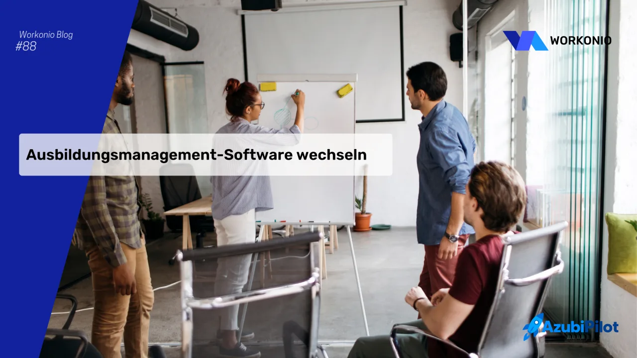 Team bespricht in einem Strategie-Meeting den Wechsel der Ausbildungsmanagement-Software.